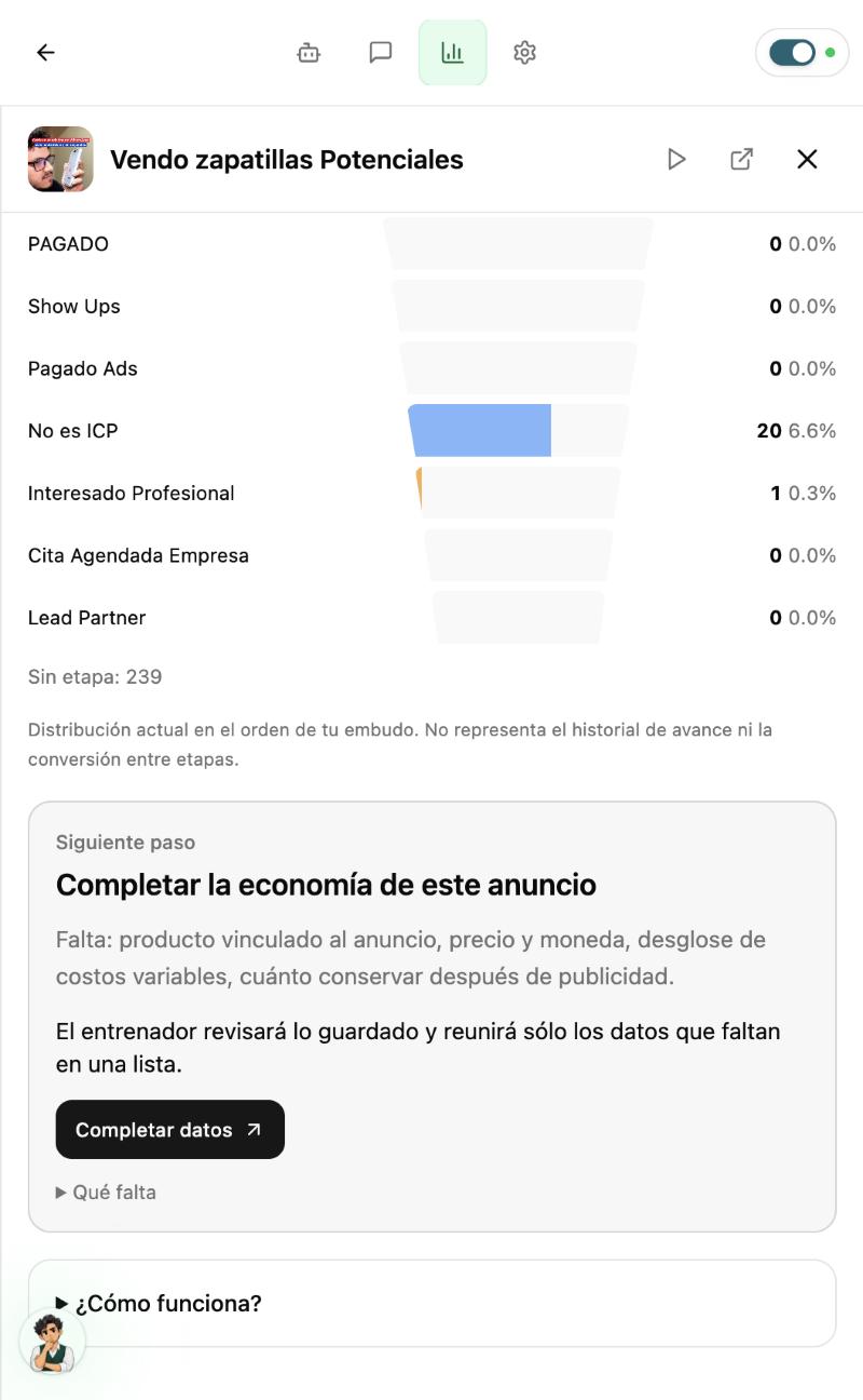 Siguiente paso en Sprinta: completar la economía del anuncio antes de evaluarlo